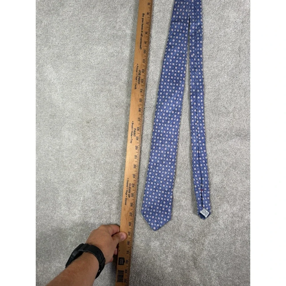 The Clothierie Phoenix Mens Silk Tie Blue Floral Handmade 100% Silk